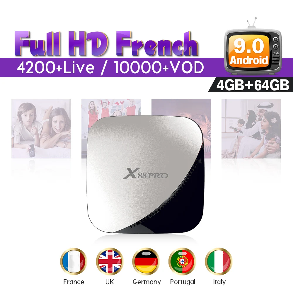 

4K IPTV Spain France Android 9.0 X88PRO 4GB 64GB SUBTV 1 Year IPTV Subscription IPTV Portugal Sweden Italy Germany Dutch IP TV