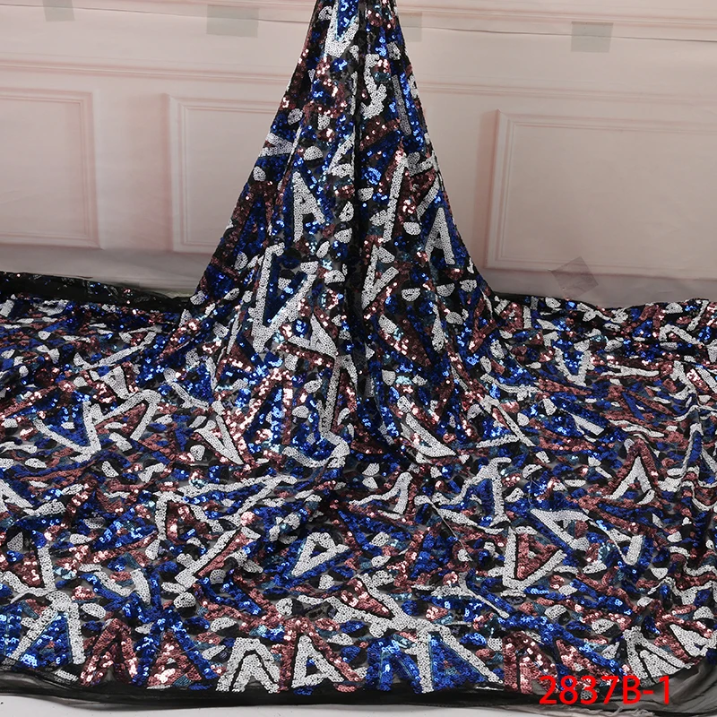 

Sequins Lace Fabrics for Wedding Party Dresses High Quality African Tulle French Lace Nigerian Net Lace with Sequins APW2837B