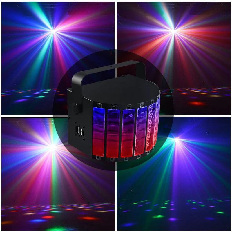 Мини DJ светодиодный RGB 100-240 в КТВ лазерный диско-проектор DMX512 бабочка светильник полноцветный пульт дистанционного управления сценический светильник UK/US/EU штекер