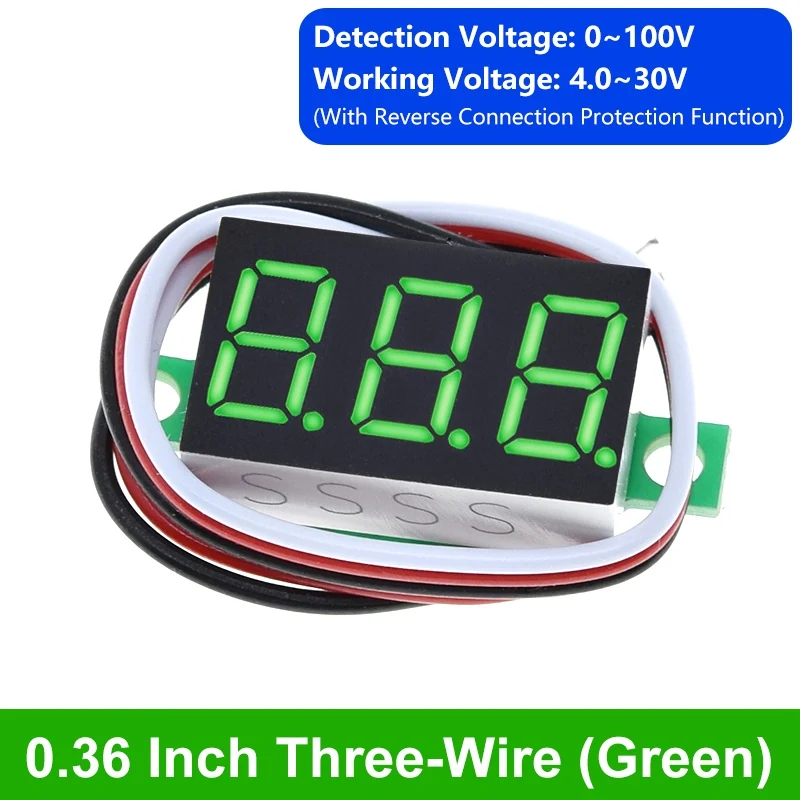 Digital Voltmeter 0,28/0,36/0,56 Zoll Digital Voltmeter Spannung Panel Meter Rot/Blau/Grün/Gelb Elektromobil Motorrad Auto – Detail 34