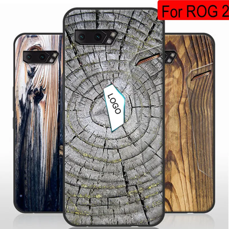 Custodia Per Asus Rog Phone 2 Case Zs660Kl Cover Posteriore In Silicone Per Asus Rog Gaming Phone 2 Custodie Con Motivi In Legno Per Rog 3