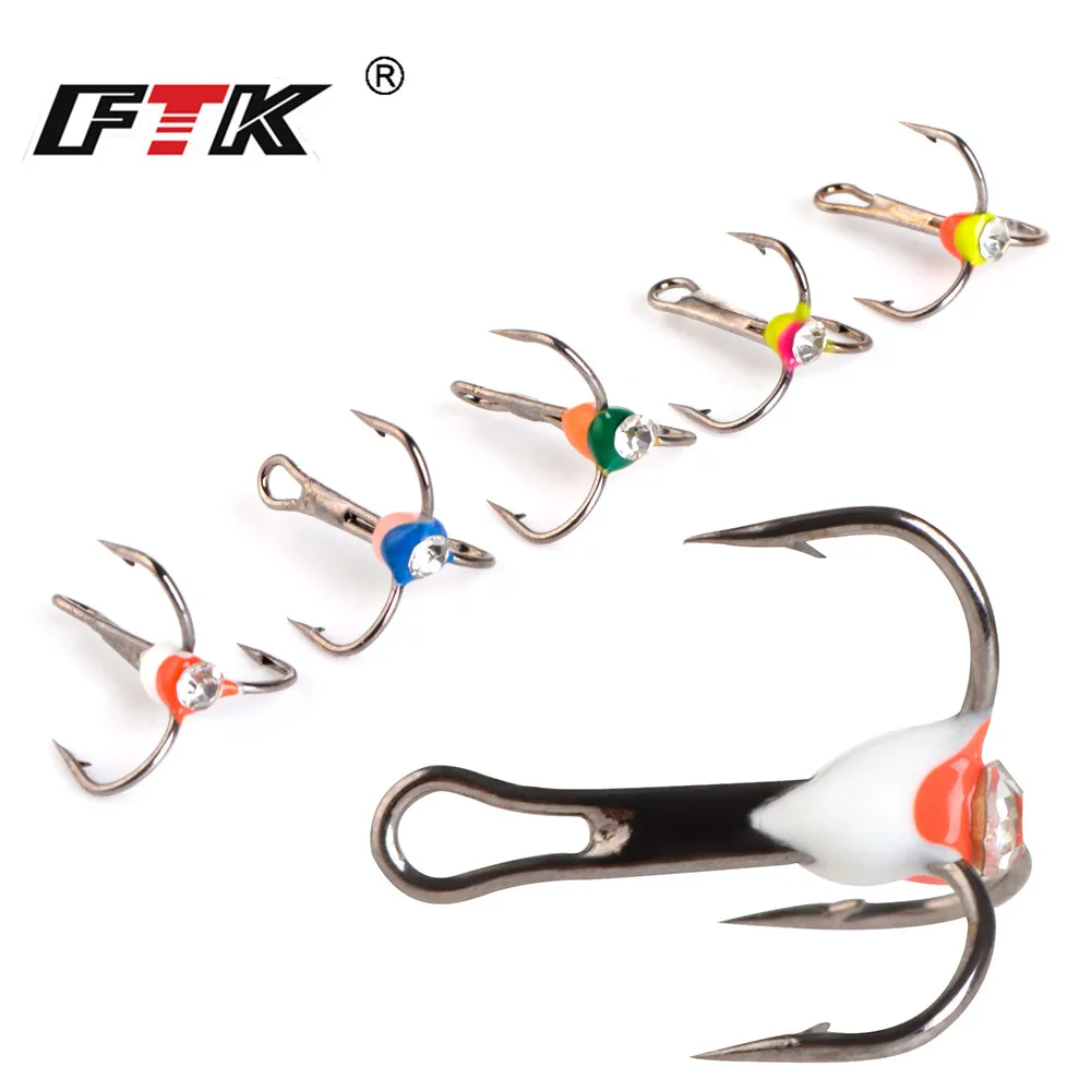 FTK Winter Ice Fishing Triple Fishing Hook Set Size 6#/8#/10#12# High  Carbon Steel for Carp Fishing Hooks Japan