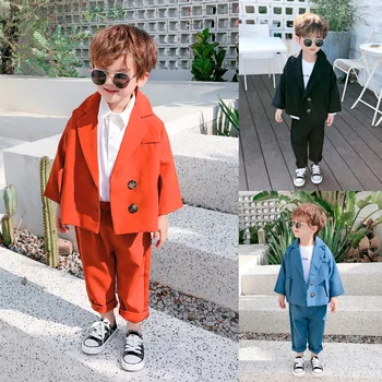 

Boys Spring Suit Set Fashion Children Long Sleeve Blazer + Pants 2pcs Clothing Sets Kids Party Performance Costume