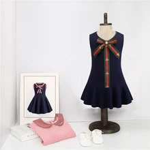 Платье принцессы для девочек; детское платье с бантом; Летние платья; платье для маленьких девочек; одежда для малышей; роскошное Брендовое стильное платье с вышивкой