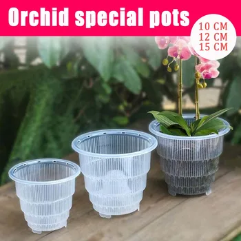 

Transparent Plastic Mesh Pot Orchid Flower Planter Container Home Gardening Decor Nursery Pots Breathable Plastic Flower Pots