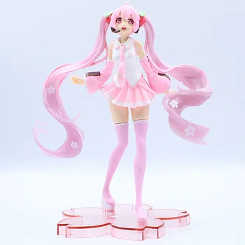 

19cm Anime Vocaloid Hatsune Miku Action Figure beautiful Pink Sakura Miku Figure Collection Model Toys Cake Decoration