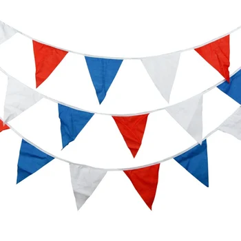 

10m 20 Flags Tricolor Cotton Triangle Flag Children' Birthday Flag String Family Party Holiday Halloween Christmas Decoration
