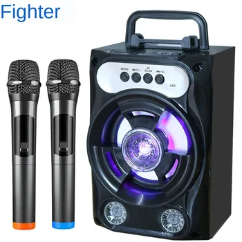 

Wireless Bluetooth speaker Support microphone K song Seven color light portable square dance sound speakers