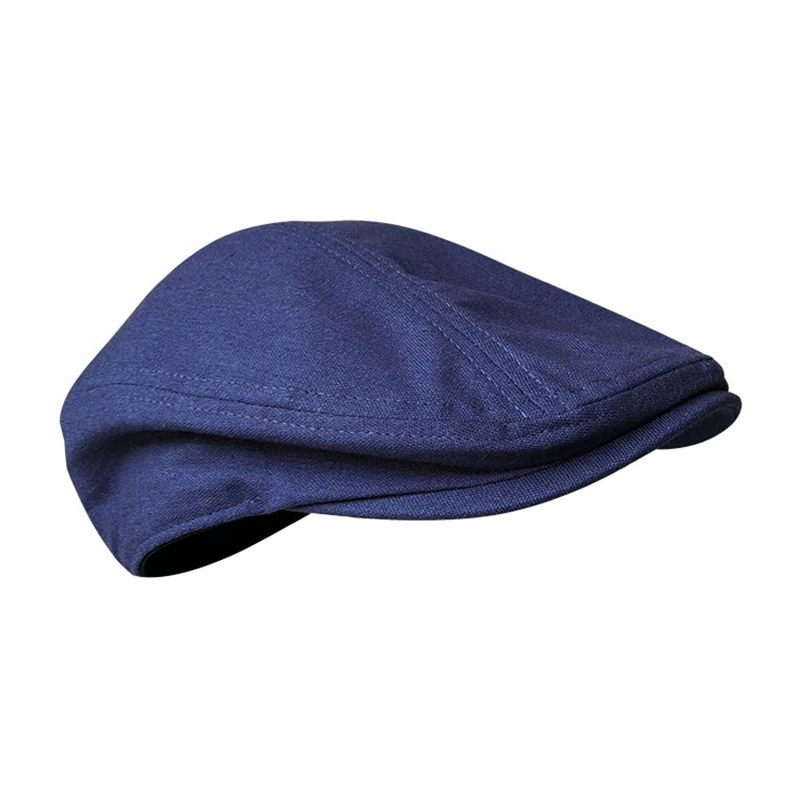 Primavera e verão casual homem liso verão linho boina chapéu mulher azul escuro cinza escuro respirável boné duckbill condução chapéus blm240