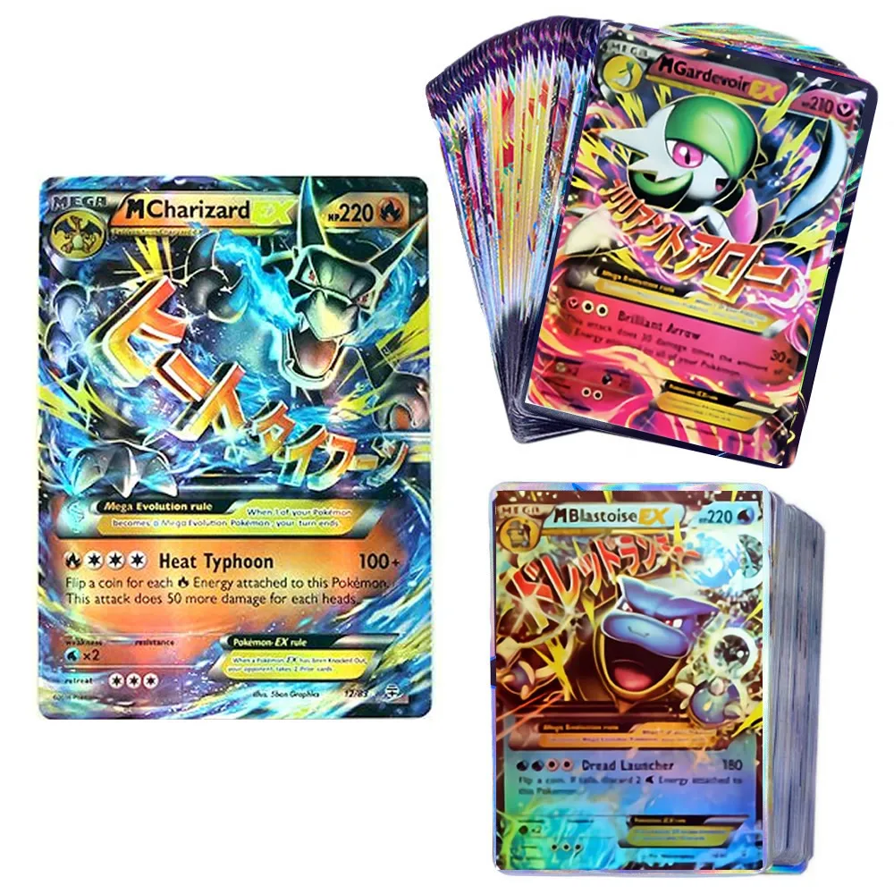 100 шт. коробка карт Pokemon MEGA EX TAKARATOMY для детей играющих в игры Боевая торговля