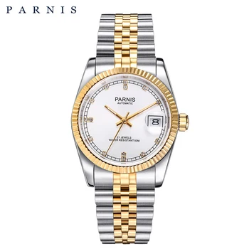 

Parnis Automatic Mechanical Watch Men Women Stainless Steel Bracelet Calendar Miyota Men's Watches gift for man top luxury brand