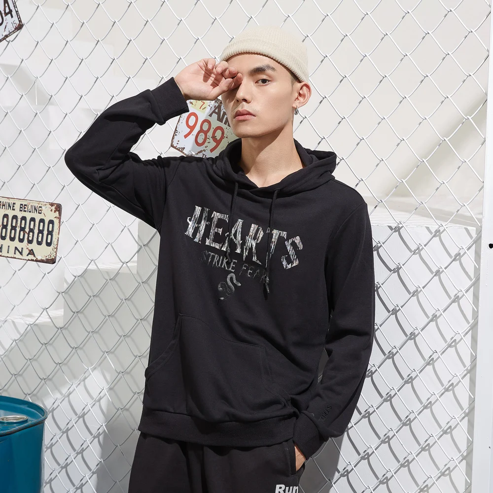 Metersbonwe, весенние базовые толстовки, мужские свитшоты, мужские высококачественные однотонные Модные мужские толстовки с капюшоном для скейтборда