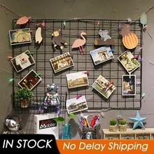 Malha de metal grade parede pendurado moldura da foto multi-função painel cartões postais quadro de malha parede arte de exibição de armazenamento decoração diy rack