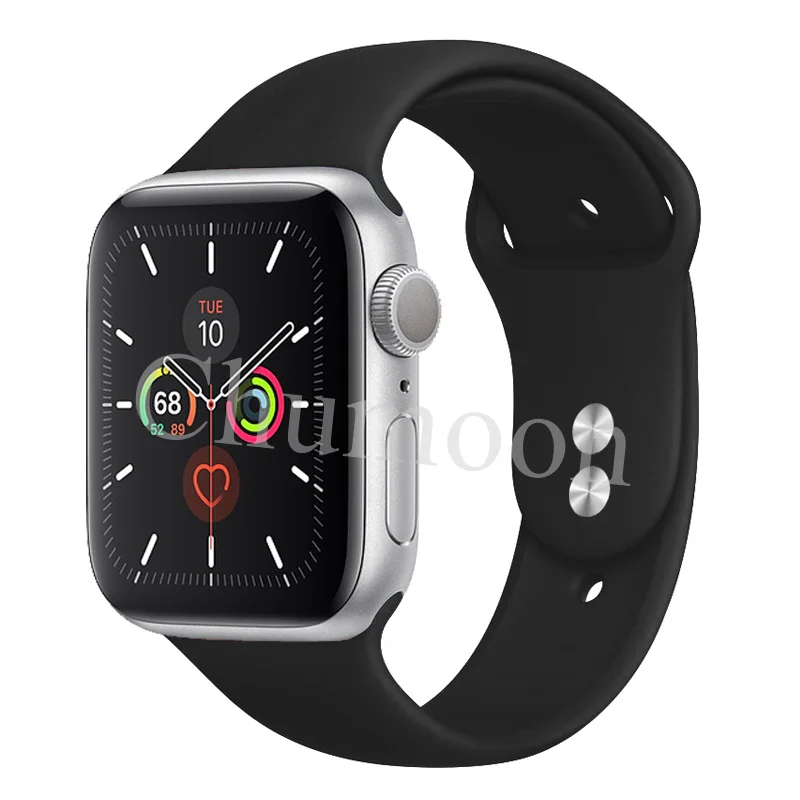 Спортивный ремешок для apple watch 38 мм 42 мм correa iwatch 4 ремешок 44 мм 40 мм силиконовый резиновый ремешок для часов Браслет apple watch 5 4 3 2 - Цвет ремешка: official black