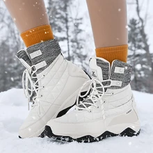 Botas de nieve impermeables y antideslizantes para mujer, zapatos acolchados de algodón, talla grande 44 45, 2021