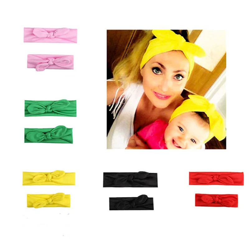 

Baby Kids Mom Girls Rabbit Bow Ear Hairband Headband Turban Knot Head Wraps Baby Headband