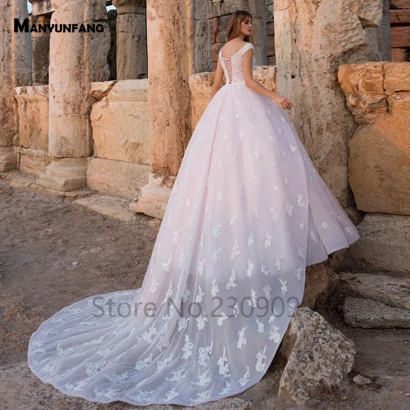 MANYUNFANG abito da sposa дизайн бальное платье с бисером свадебное платье соборный поезд размера плюс свадебное платье
