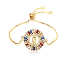 Модные женские радужные браслеты Будды, ювелирные изделия, золотой cz цветной браслет с цирконом, регулируемый браслет-цепочка для женщин
