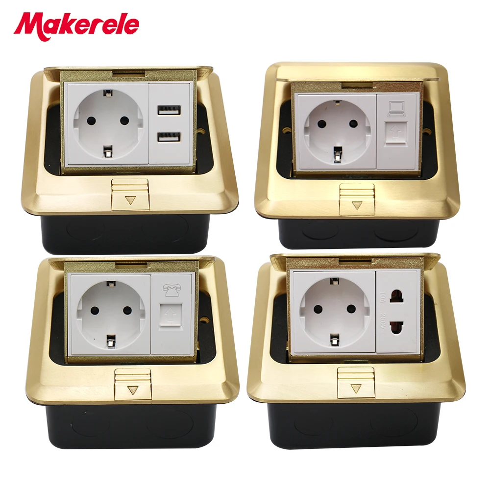 Wall Socket Electrical Dual EU Plug With USB Ports Charger Adapter Square Shapes Wall Socket Electrical Dual EU Plug With USB Ports Charger Adapter Square Shapes