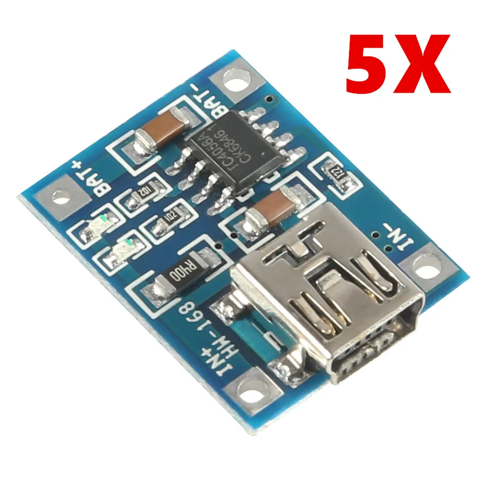 Зарядная плата TP4056 mini USB 5В 1A модуль зарядного устройства литиевой батареи с
