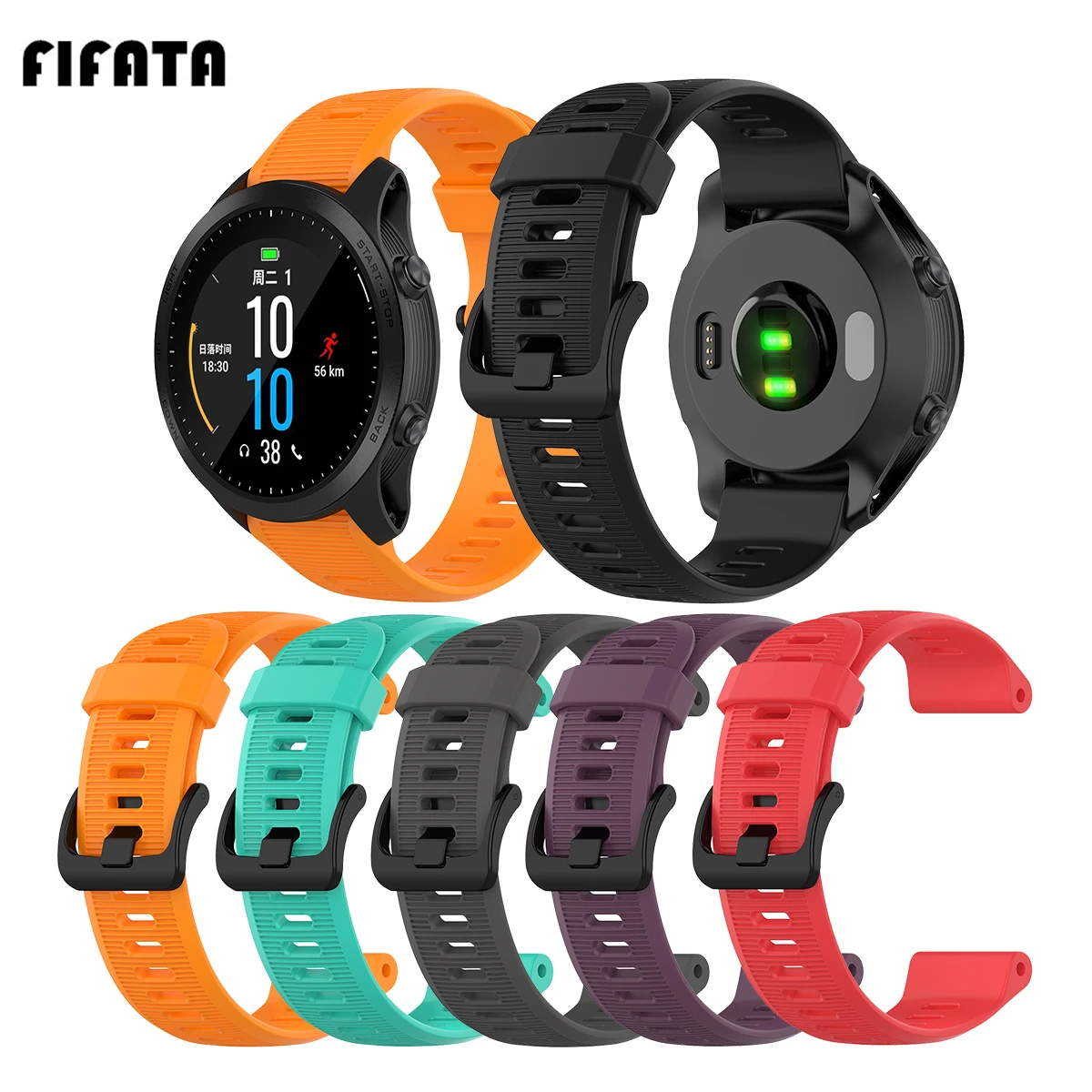

FIFATA 22MM Silicone Reinforce Watch Strap For Garmin Fenix 6/Fenix 5/Fenix 5 Plus Smart Band For Forerunner 945 Sport Watch