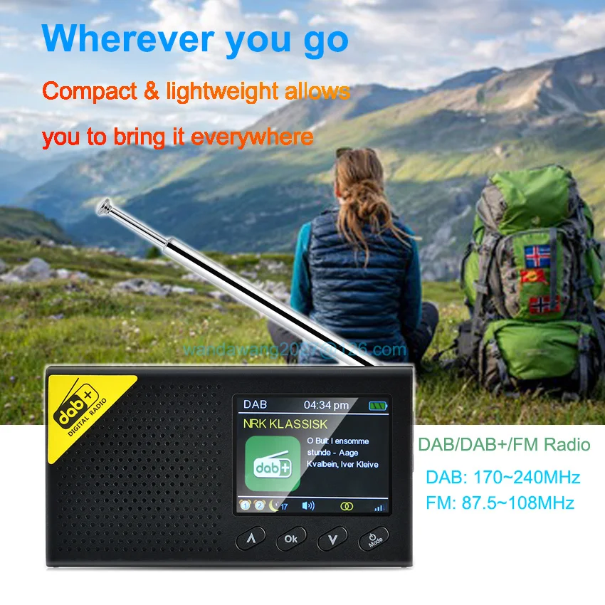 Портативное цифровое радио DAB Plus с перезаряжаемой батареей для спорта бега