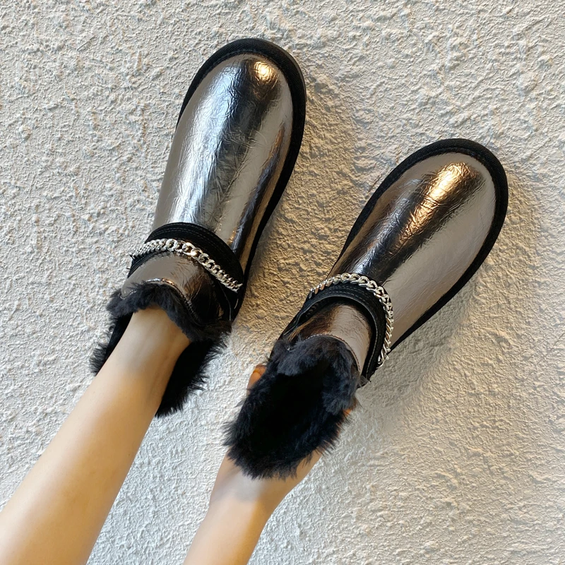 

Lady Boots Brand Women's Shoes Lace Up Australia Round Toe Winter Footwear Booties Woman 2019 Low Heel Clogs Platform Lace Up