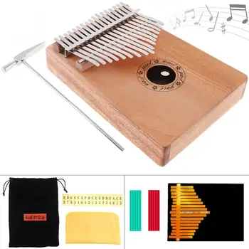 

17 Key Kalimba Solid Mahogany Thumb Piano Mbira Natural Mini Keyboard Instrument with 7pcs Accessories Hot