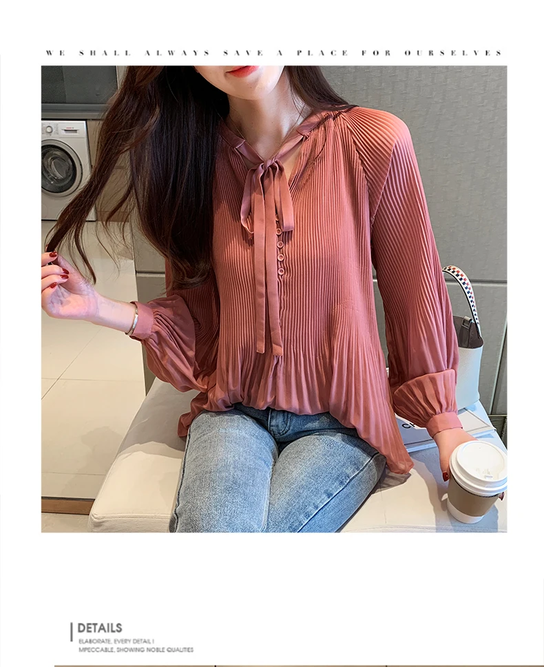 Dingaozlz new elegant bow long sleeve chiffon blouse casual clothing women tops fashion solid color chiffon shirt