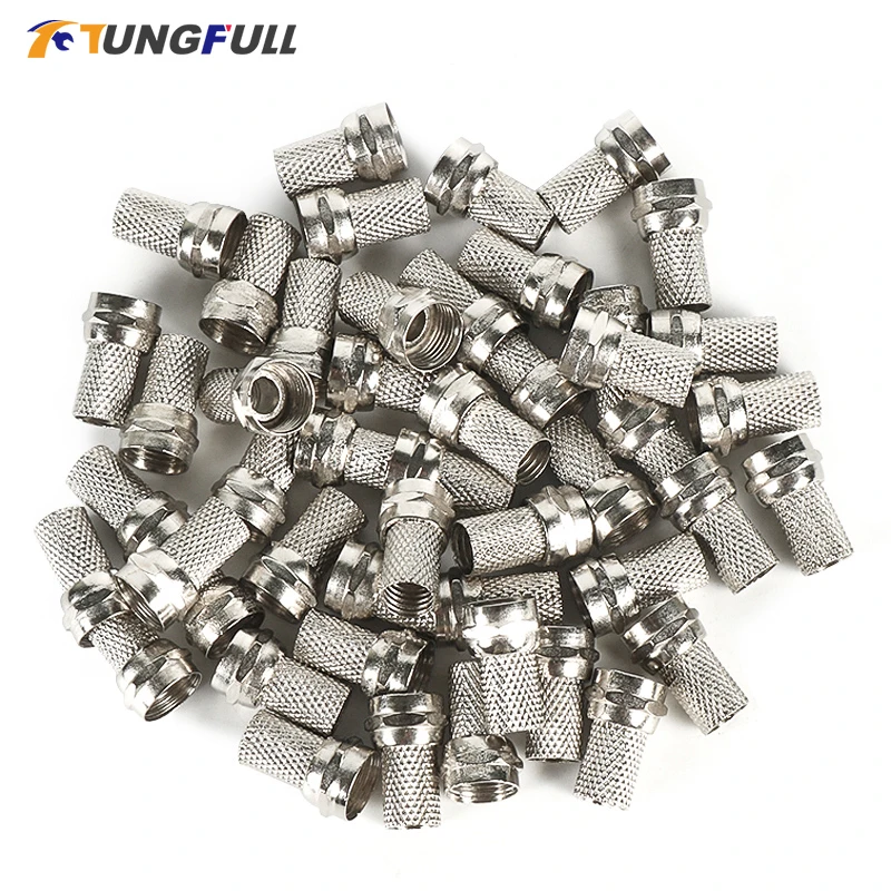 TUNGFULL 10 100Pcs Twist On RG6 F Type Coaxial Cable Connector Plugs