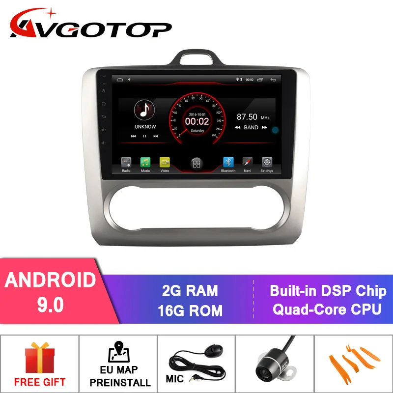 

AVGOTOP Android 9 Bluetooth GPS Car Radio DVD Player For FORD FOCUS 2005-2011 (Auto-Aircondition)