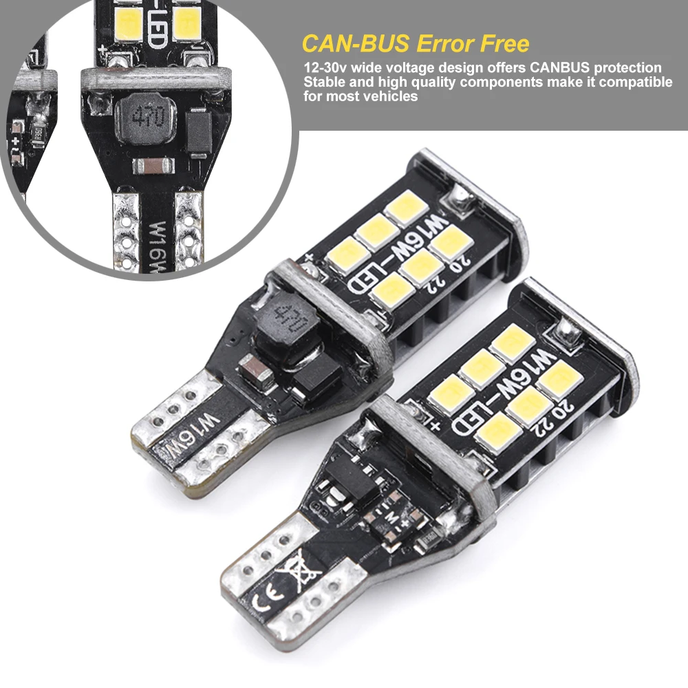 2x921 912 T15 W16W Ксеноновые белые 15 SMD светодиодный ные лампы резервная задняя фара для