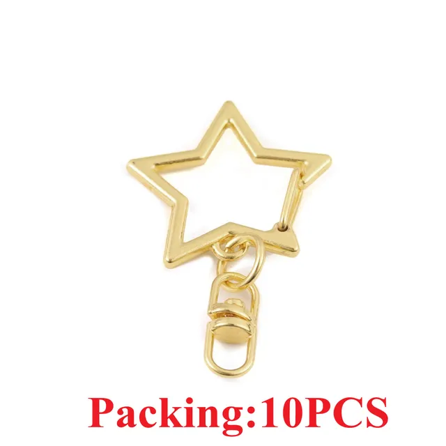 5-20pcs/lot Key Chain Key Ring keychain Bronze Rhodium Gold 28mm Long Round Split Keyrings Keychain Jewelry Making Wholesale DIY 10PCS Kc Gold star