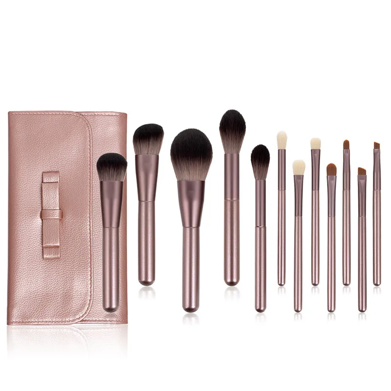 Brand 12 Pcs Professional Make up Brushes Set Wooden Handle Long Brush