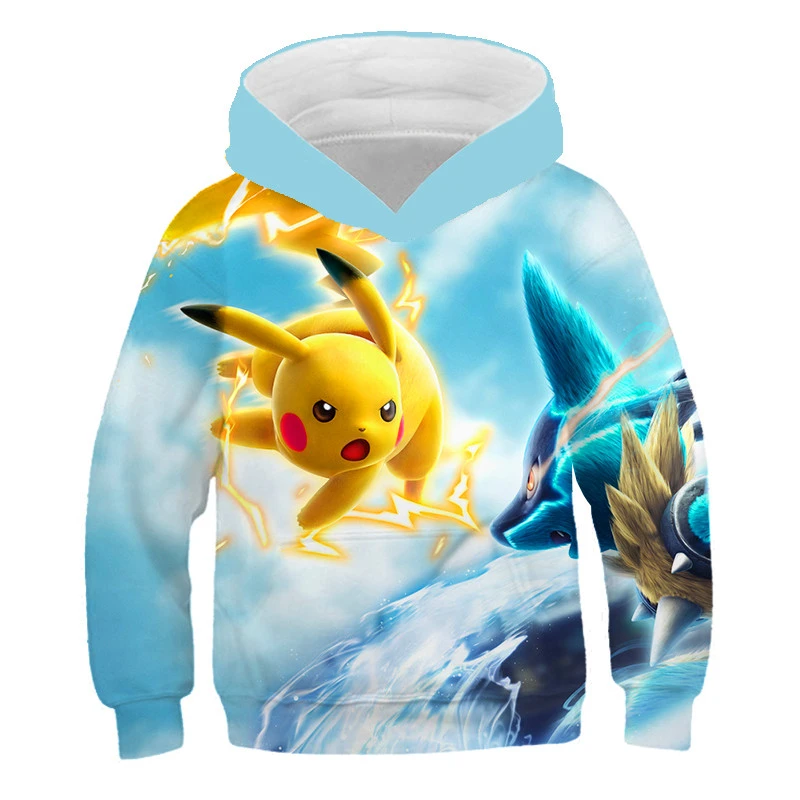 Sudadera Harajuku con capucha para niños, ropa estampado de animados de Pikachu, Pokemon, Otoño, informal, de a 14 años, 2021| Sudaderas con y sudaderas| - AliExpress