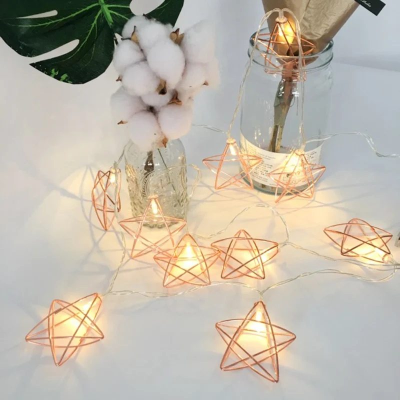 

LED String Light Party Decor 1.5m Lighting Strings Nordic Style Rose Gold Hexagonal Lighting Home Decor