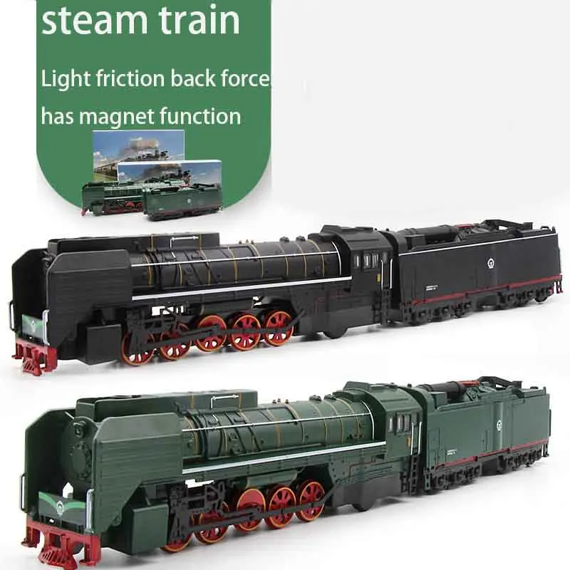 

Dongfeng Retro Steam Train Diesel Locomotive Alloy Model Children's Sound and Light Alloy Pull Back Steam Train Toy Set