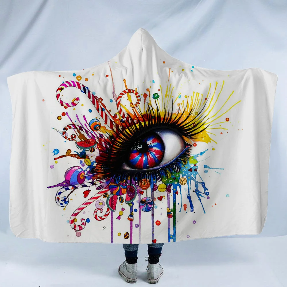 Psychedelic современное одеяло с капюшоном Тигр Волк Лев 3D плюшевый, с принтом для взрослых детей шерстяное одеяло теплое одеяло для дивана