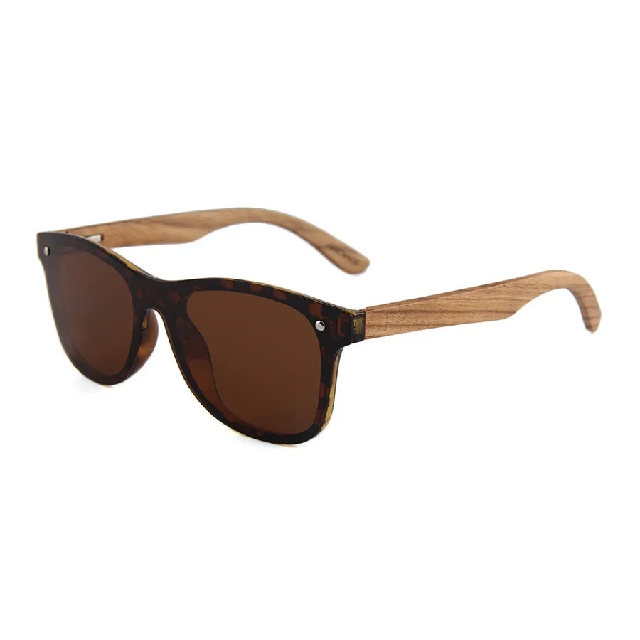 Zerosun Polarized Sunglasses Men Women Pink Mirrored Wood Sun Glasses for Man Vintage Real Wooden Temple Shades New Brand - Цвет линз: Коричневый