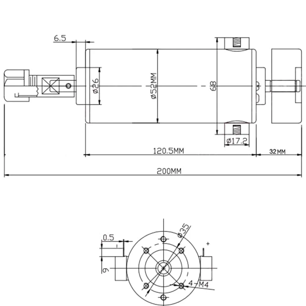 800W DC spindle Motor 0.8KW DC 0-110V 20000RPM CNC Carving Milling Air cold Spindle Motor For Engraving