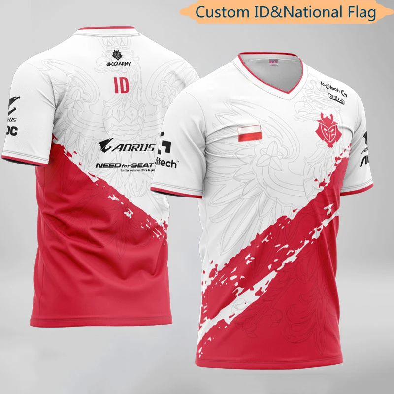 

LoL CSGO Team G2 E-Sports Poland Uniform Jerseys Customized Name Fans T Shirt For Men Women Custom ID Tees Shirt Top Quality