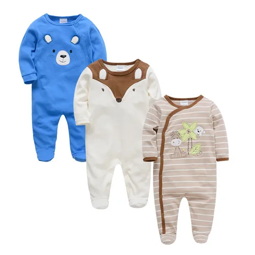 Kavkas/комбинезон для маленьких мальчиков; комплект из 3 предметов; летняя одежда из хлопка; комбинезон с длинными рукавами и рисунком для новорожденных девочек - Цвет: PY11404445