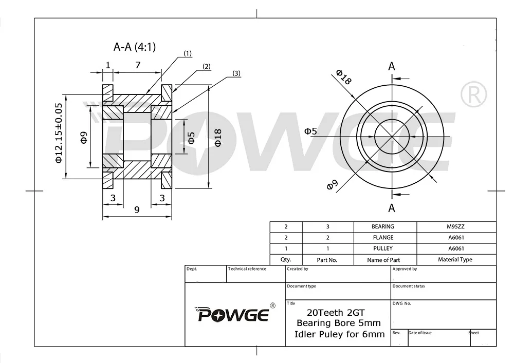 POWGE 2 м 2GT 20 Зубы синхронное колесо Натяжной шкиф с Диаметр 345 мм с подшипником черного цвета для GT2 ремня ширина 6 мм 20 Зубы 20т (art.: 79ea3dc3a) - 79ea3dc3a
