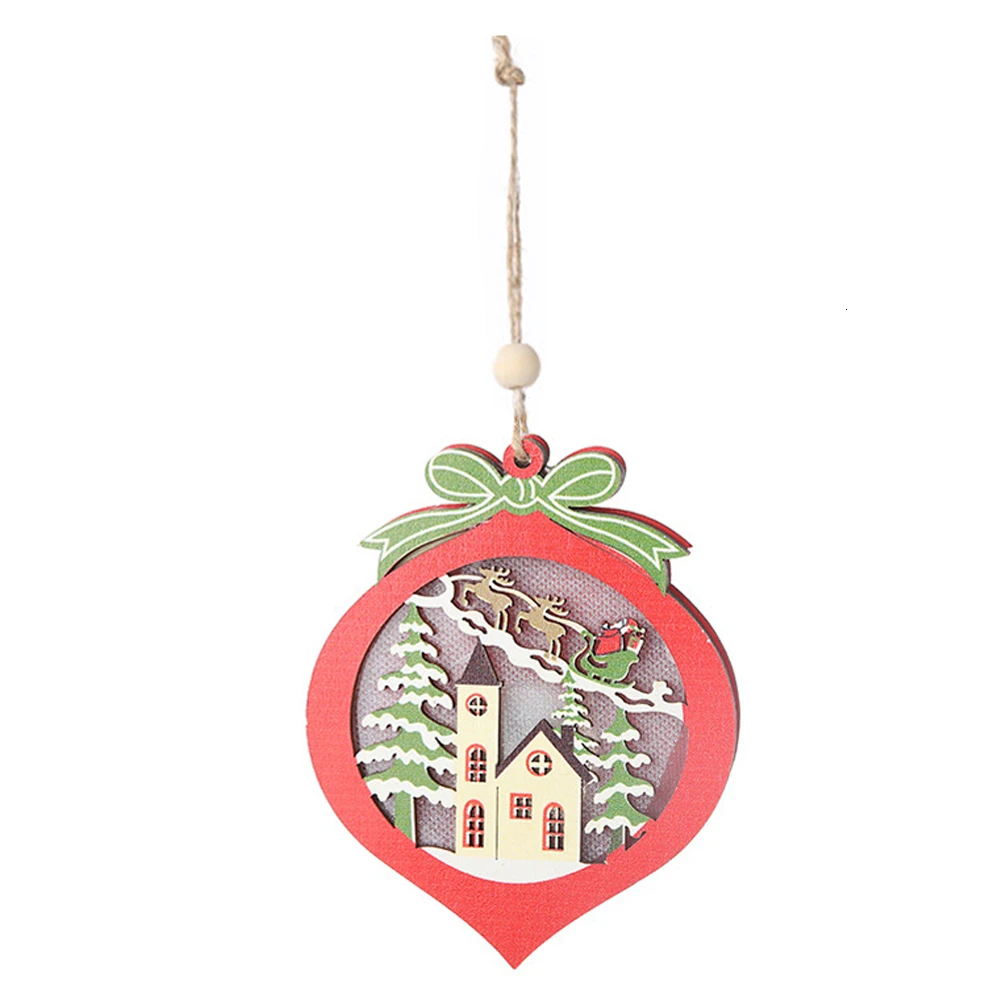 Heart Светодиодный свет деревянная новогодняя елка Подвески украшения Xmas DIY Изделия из дерева для детей подарок для дома Рождество год вечерние украшения - Цвет: Heart
