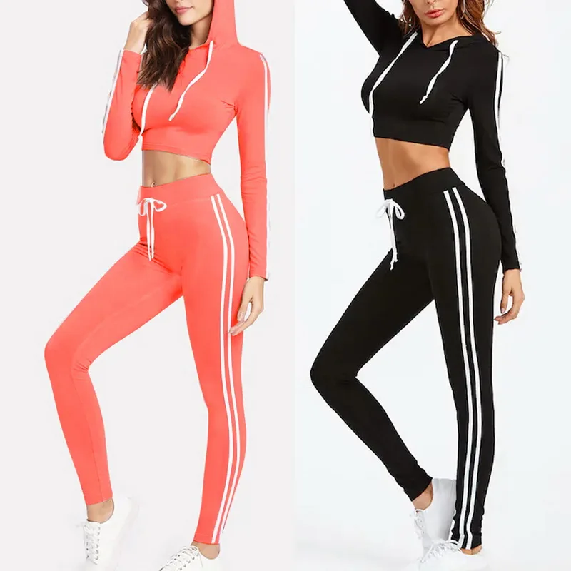 

CYSINCOS 2019 Autumn Winter New Ladies Sweatwears Long Sleeve Hoodies Shirt And Slim High Waist Long Pants Women Sport Sets 2pcs