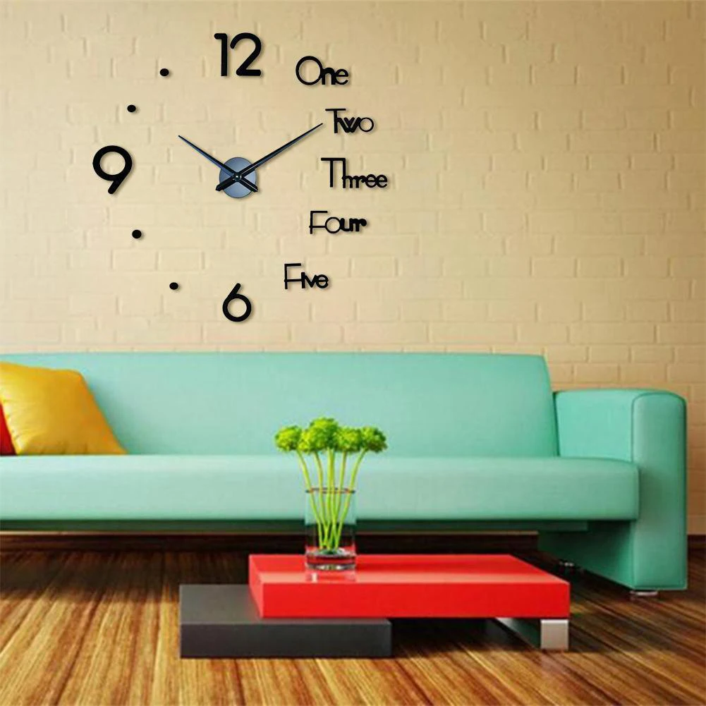 3D Frameless Wall Clock Stickers Modern Style Self-adhesive Mirror Surface Home Decor for Living Room Bedroom