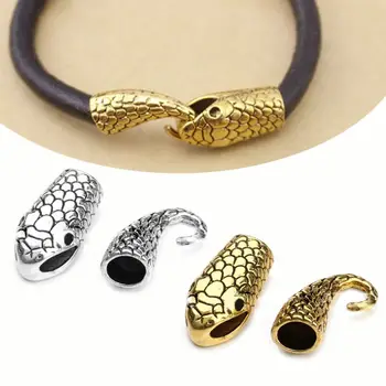 

10Pcs Antique Alloy Snake Head Hook Clasp End Cap Hook Jewelry Clasp for Leather Cord Connectors Bracelet Making