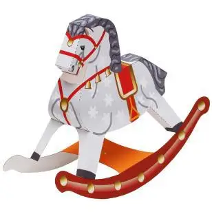 

Rocking Horse 3D Paper Model DIY Cartoon Three-dimensional Animal Paper Mold Kindergarten Handmade Children Education Toy Model