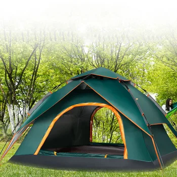 

Automatic speed open camping tent Outdoor double decker 3-4 people camping beach tent