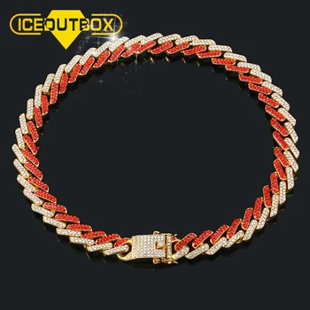 

Miami Curb Cuban Chain Men Hip Hop Necklace Full Of Rhinestone Gold Silver Chain Iced Out Bling Punk Style Jewelry Dropshipping
